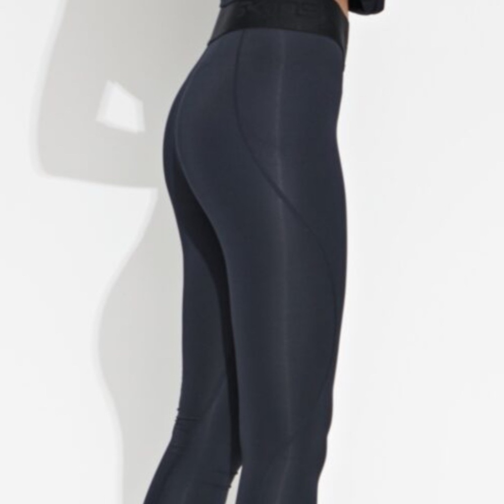Skins Black Compression Leggings with Yellow Trim